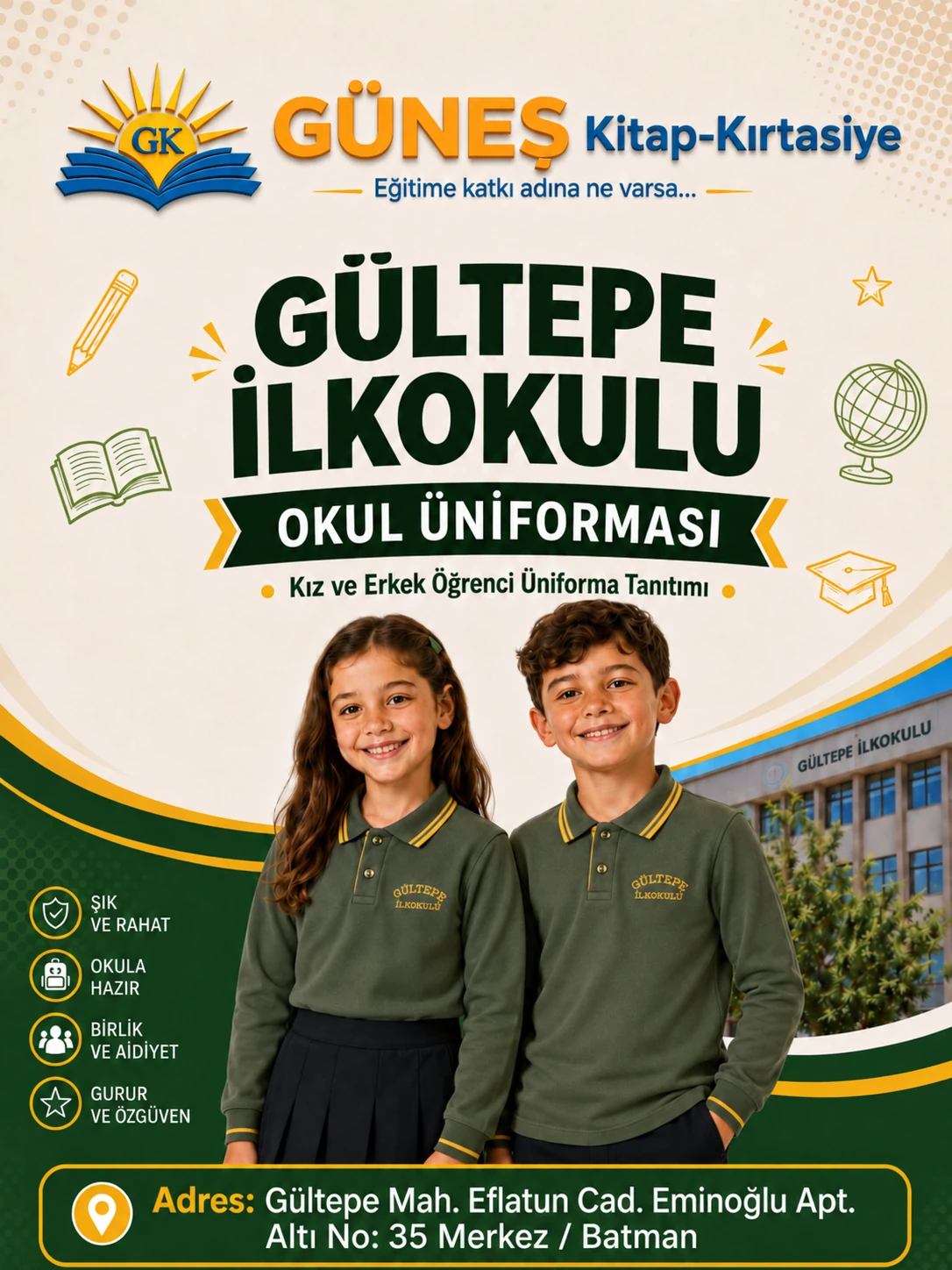 Gültepe İlkokulu okul üniforması uzun kollu tanıtım görseli
